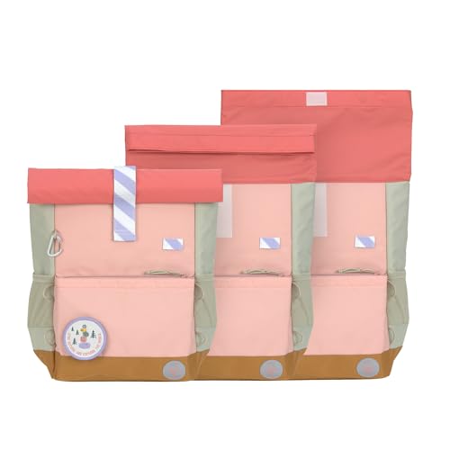 LÄSSIG Kinderrucksack mit Brustgurt Freizeitrucksack wasserabweisend, 12 Liter/Medium Rolltop Backpack Sunny Explorer rose/pink