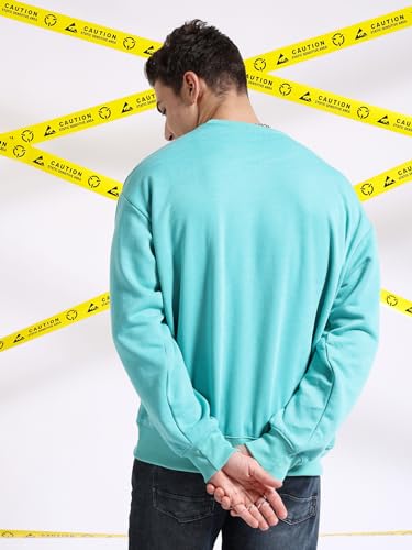 Image of The Indian Garage Co Men Oversized Solid Crew Neck Overhead Sweatshirt