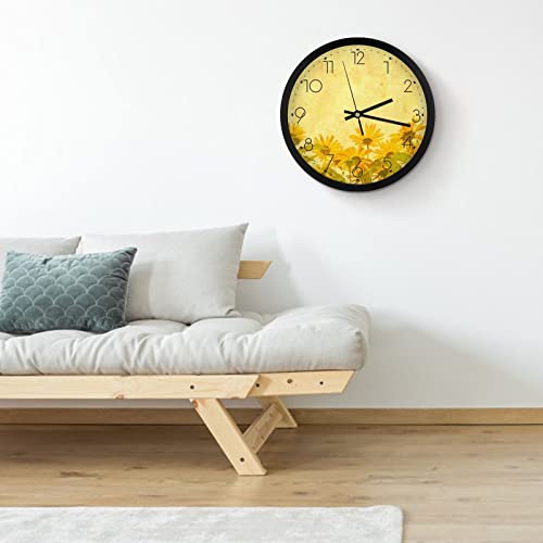 Pendule murale fleur jaune au design moderne épuré 25.4cm - 5