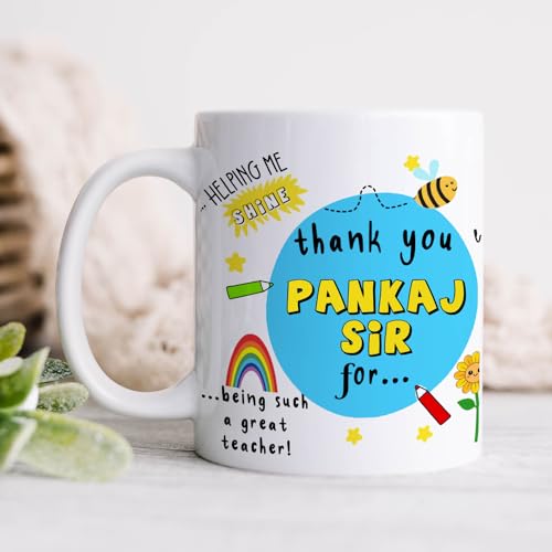 Image of DAYS Thank You Teacher Personalized Mug Custom Teacher's Name Best Teacher Gift, Teacher on Birthday Helping Me to Grow Ceramic Mug 11oz (Pack of 4)