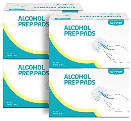 Winner Cleaning Pads, Large Size, 4-Ply Square Cotton Pads Well-Saturated, 200 Wipes (4.33” X 5.19”), Pack of 18
