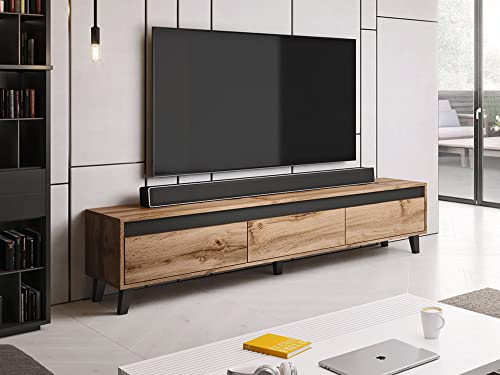 Bestmobilier - Lord - Meuble TV - Bois et Noir - 185 cm - Style Industriel Cover