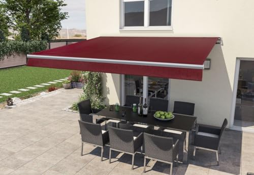 Gelenkarm-Markise Berlin mit Funkmotor Bordeaux rot Breite 300 cm Ausfall 200 cm Markisen Gelenkarm-Markise Berlin mit Funkmotor Bordeaux rot Breite 300 cm Ausfall 200 cm Markisen