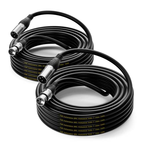 Image of EBXYA XLR Cable 35ft 2 Packs - Premium Balanced Microphone Cable with 3-Pin XLR Male to Female Mic Speaker Cable, Black | Balanced, Professional Shielded, for Mic, Mixer, Speaker Systems, Radio Station and Podcast, Black