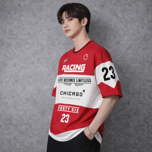 Image of Men's Polyester Oversize Printed T-Shirt, Color Block, Round Neck, Regular Fit, Urban Streetwear Theme