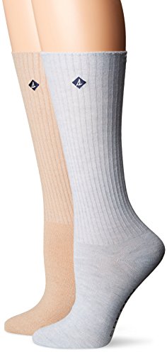 Sperry Top-Sider Women's 2 Pack Boyfriend Crew Socks, oatmeal gray Heather Assorted, Shoe Size: 5-10