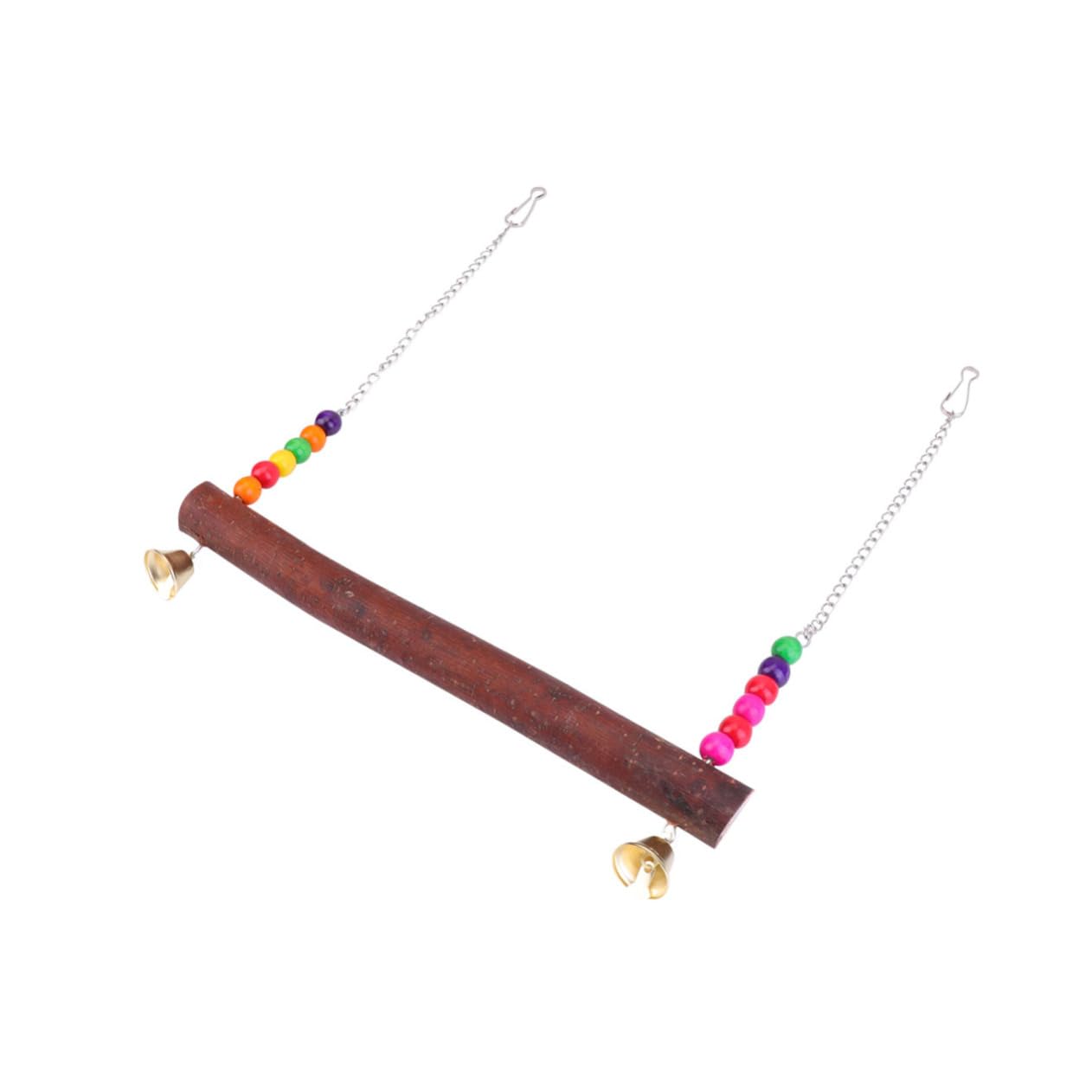 ifundom Wooden Parrot Hanging Swing Natural Design Bird Swing with Beads for Parakeets Cockatiels and Macaws Safe for Pet Feet Fun Activity for Birds