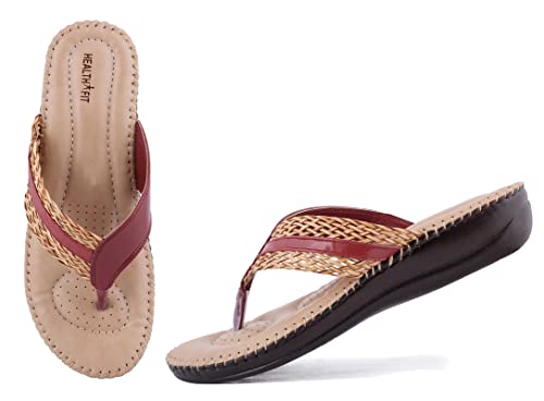 Image of HEALTH FIT Soft Orthopedic Slippers /Doctor Chappal & Footwear with Memory Foam Women Cherry