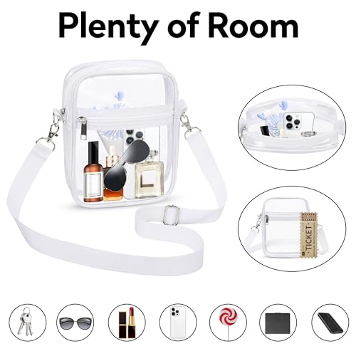 Image of VOROLO Clear Crossbody Bag Stadium Approved See Through Purse Handbag,Small See Through Purse Handbag with Adjustable Shoulder Strap for Sports Beige