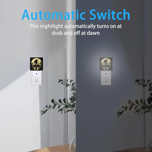 Image of Bigfoot Night Lights Plug into Wall Forest Moon Night Lights Dusk to Dawn Sensor Led Lamp for Women Men,Led Lights for Stairway /Hallway /Bedroom,0.5W