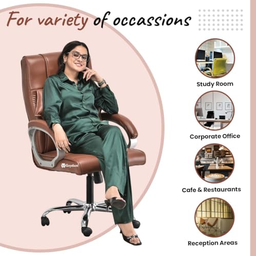 Image of GOYALSON Doctor Ortho Lumbar Support Spine Care High Back Office Executive Boss Black Revolving Chair | Made in India | ISO Certifed Company (Tan)