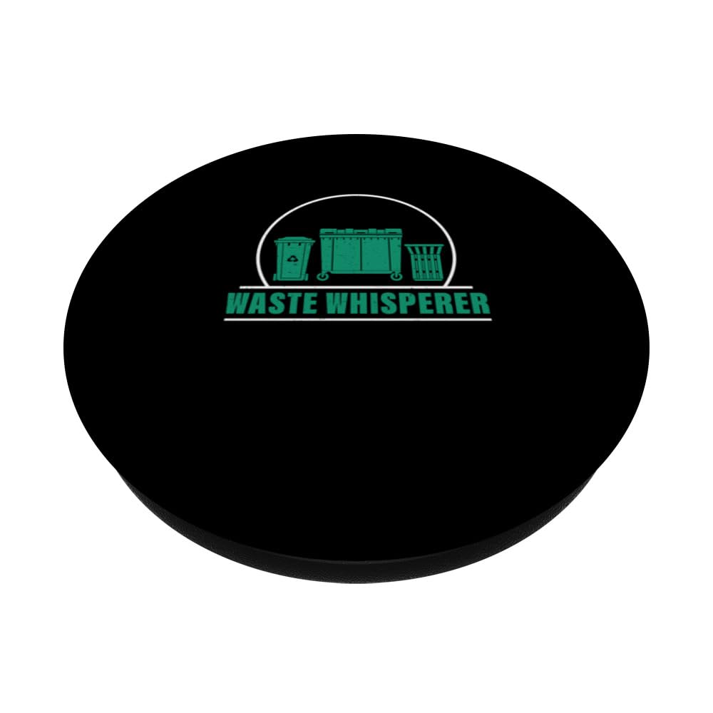 Sanitation Worker Waste Whisperer Funny Street Cleaner PopSockets Swappable PopGrip, Black - Image 2