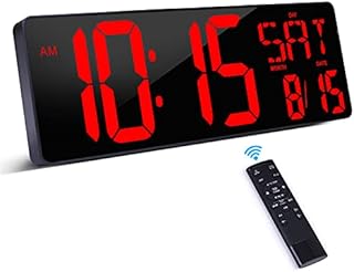 XREXS Large Digital Wall Clock with Remote Control, 16.5 Inch LED Large Display