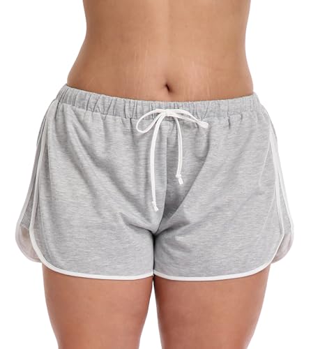 Valennia Womens Plus Size Workout Shorts Cotton Blend Sports Gym Athletic Running Yoga Shorts, Grey, 4X - Image 2