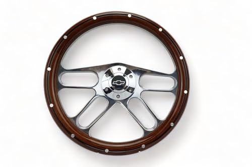 Fits 1960-1969 Chevy C10 Pick-Up Truck Real Wood Steering Wheel & Billet Adapter