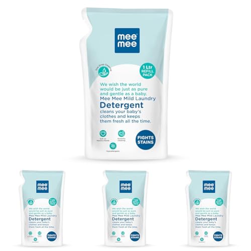 Image of Mee Mee Baby Liquid Detergent 1 L | pH Balanced, Free from Harsh Chemicals, Safe for Mother's Hands & Baby's Skin | Anti-Bacterial, Removes Stains & Odor with One Drop, Hypoallergenic | Mild Scent