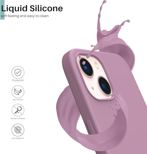 Image of NAFS Silicon Case Compatible with iPhone 15 | Camera Protect Microfiber Lining Cover | iPhone 15 case Cover (Lilac Purple)