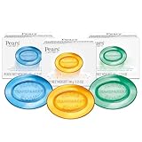 Pears Soap, Pure & Gentle Glycerin Soap Variety 3-Pack – Blue with Mint Extracts, Green with Lemon Flower Extract, and Amber with Natural Oils, 4.4 Oz Ea