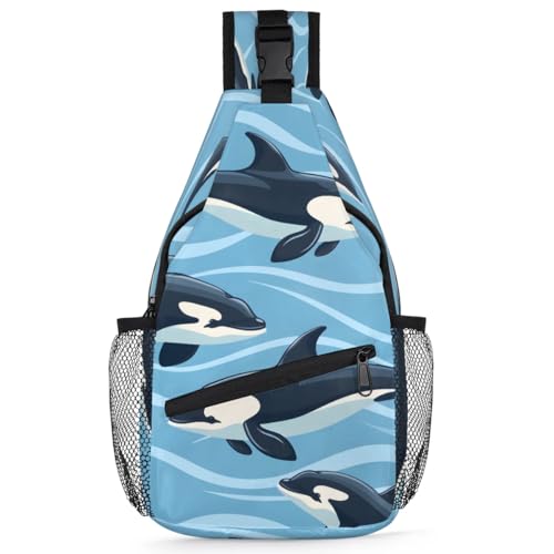 Bolso tipo sling unisex viaje y senderismo delfines