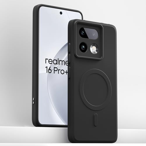 Image of Pikkme Back Cover for Realme 16 Pro Plus 5G Soft Matte Silicone Mag-Safe Design (Mag-Safe Not Support) Camera Protection | Slim Fit Bumper Cover (Black)