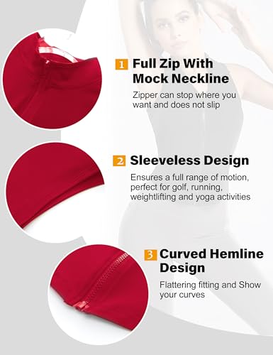 Image of Flygo Women's Full Zip Sleeveless Workout Yoga Active Jacket Vest Golf Shirts