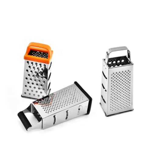 ROMISBABA Edelstahl Vierseitige Küchenreibe Multifunktionaler Gemüseschneider Kartoffel Gemüseschneider mit Sicherem Griff für Einfaches Stifteln...