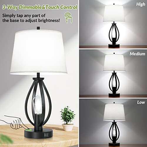 image for Brightever Set of 2 Touch Control Table Lamps, 3-Way Dimmable Bedside 