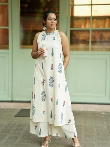 Image of GoSriKi Women's Rayon Viscose Anarkali Printed Kurta with Palazzo