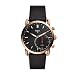 Fossil Men's Commuter Stainless Steel  Leather Hybrid Smartwatch Rose Gold Black (Model: FTW1176)