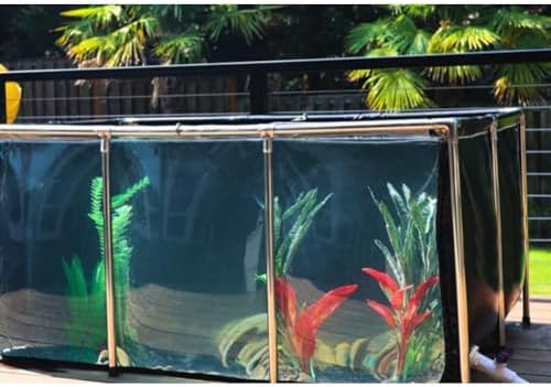 Large Outdoor Koi Fish Aquarium Tank - Durable PVC Canvas, Steel Frame, Clear View, Easy Setup - Ideal for Garden Ponds & Fish Lovers