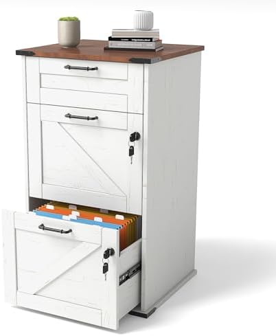 VINGLI 3 Drawer File Cabinet with Lock, Home Office Filing Organi...
