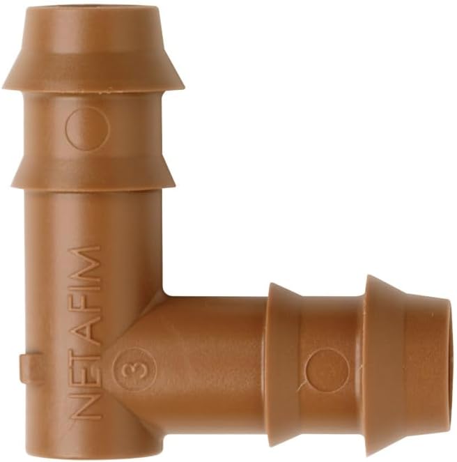 Netafim17mm Techline Insert Elbow - Drip Irrigation Barbed Elbow Coupling (100 PCS) | Compatible with 1/2" Drip Line Tubing | Easy Install | Precision Garden Watering (00135-000840)