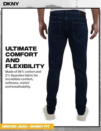 Image of DKNY Mercer Men's Skinny Jeans - Premium Stretch Denim Pants with Classic 5 Pocket Design | Skinny Fit Stretch Jeans for Men