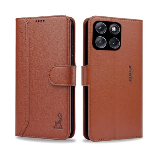 Image of AIBEX Compatible for Motorola Edge 70 Pro Plus 5G / Motorola Edge 70 Pro 5G Flip Cover Leather Finish | Inside TPU with Card Pockets | Wallet Stand | Complete Protection Flip Case Brown
