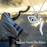 URONE Italian Horn Necklace Sterling Silver Evil Eye Cornicello Pendant Necklace Lucky Talisman Italian Jewellery for Women - Image 6