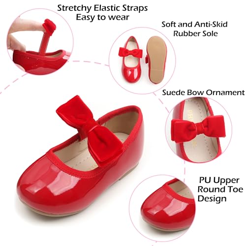 Image of PHIRAMIN Toddler Flower Girl Dress Shoes - Little Girl Mary Janes Flats Wedding