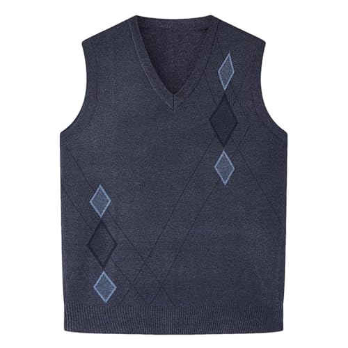 Cambkatl Men's Argyle Patterned Pullover Sweater Vest Vintage Sleeveless V Neck Casual Knitted 2025 Fall Jumper Tops
