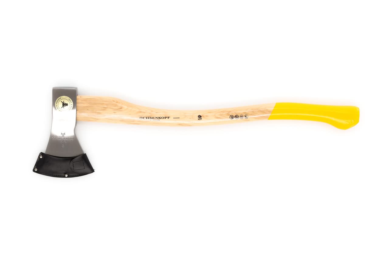 OCHSENKOPF Universal Gold-Forstaxt, Hickory-Holzgriff, Schneidenschutz, polierte Schneide 120 mm, 700 mm lang, OX 20 H-1257