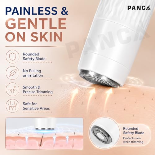 Image of PANCA Rechargeable 3-in-1 Women Trimmer | Multipurpose Facial Hair Remover for Face, Eyebrows, Upper Lip, Underarms & Bikini | Painless Electric Hair Removal Machine | USB Rechargeable | White