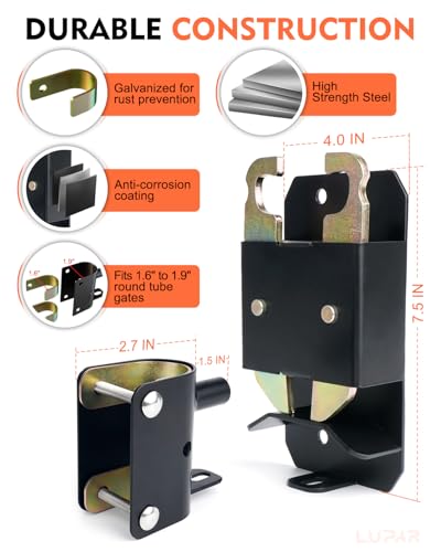 Image of 2 Way Farm Gate Latch, 2PC Heavy-Duty Lockable Fence Latch with Self-Locking Nut, Black Livestock Gate Latch Compatible with Pastures, Stables, Ranches, Horse Corrals,Farms (Pack of 2)