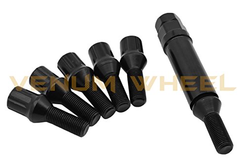 20 Pc Black Spline Tuner Lug Bolts 12X1.25 Thread Pitch 28Mm Oem Length 2 Keys Fits 2013-2018 Dodge Dart All Models No Wheel Spacers Required #TOP5
