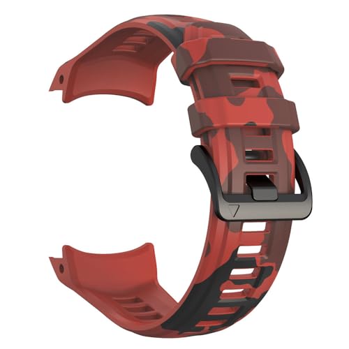 22mm 26mm 迷彩プリントブレスレット Garmin Instinct 3用バンド Instinct E用リストバンド Garmin Fenix 8用ストラップ Approach S70用 レッド迷彩 26mm