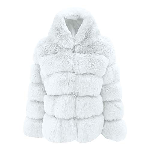 Vectry Rebajas Mujer Abrigo De Peluche Sintético Sudadera con Capucha Sudadera De Color Liso Chaqueta con Capucha Abrigo De Invierno Ropa De Abrigo De Mujer (Blanco, M)