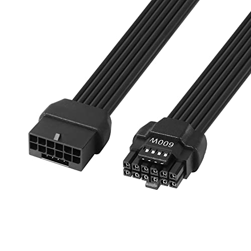 PCIe 5.0 Extension Cable, 16AWG ATX 3.0 12VHPWR PCIE Cable, 600W Female to Male 16 (12+4) Pin PCIE5 Cable for RTX 4090TI, 4080TI, 3090TI, Compatible for MSI, Gigabyte, GameMax, Thermaltake (Black)