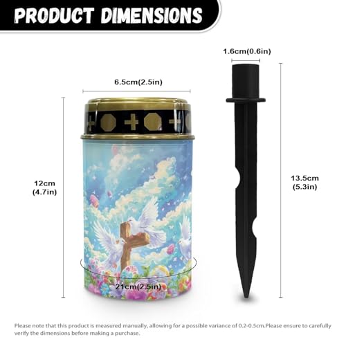 Image of Cross and Peace Dove Solar Grave Lights - Flameless Solar Powered Light for Prayer - Waterproof - Cemetery Decor Candle Lamp
