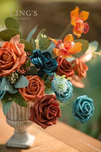 Ling's moment Artificial Flowers Wedding Rustic Teal Fall Combo for DIY Wedding Centerpieces Bouquets Combo Decorations - Image 6