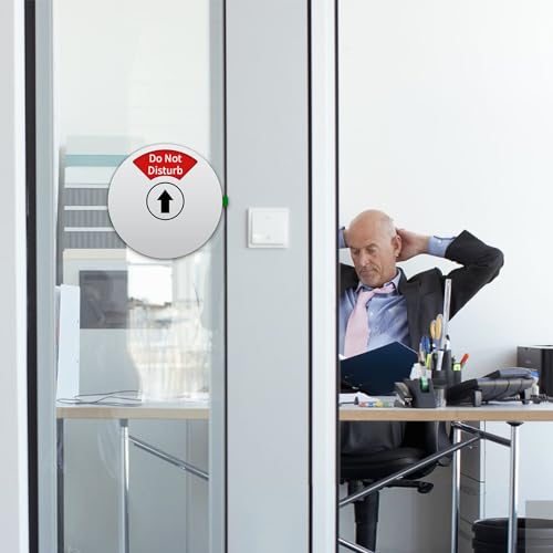 Image of Office Door Sign, Do Not Disturb /Out of Office /In a Meeting /Please Knock, Rotating Door Privacy Sign-6 Inch, Silver