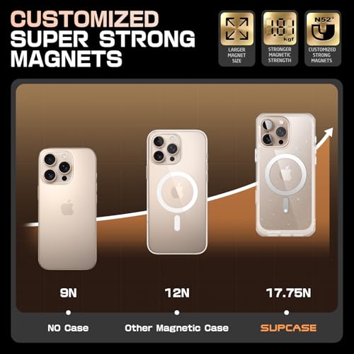 SUPCASE for iPhone 16 Pro Max Case with Camera Control Capture Button (Unicorn Beetle Mag), [Compatible with MagSafe] [Military-Grade Protection] Slim Clear Magnetic Phone Case (Glitter)