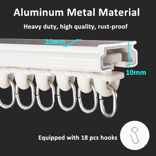 Ceiling Curtain Track with Hooks, Room Divider Ceiling Track for Curtains, Aluminum Shower Curtain Rod for Sliding Curtain Rail with Roller Hooks for 3ft - 6ft by ZSLHXFZHJ - Image 3