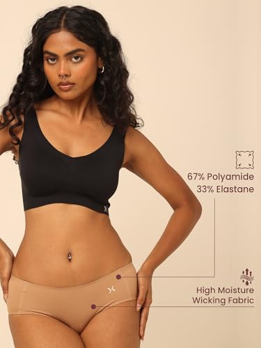 Image of Krvvy Breeze Hipster Underwear for Women | Seamless Mid Waist Panties with Super Stretchable Fabric | Odourless Ventilation | InvisiSoft Edges